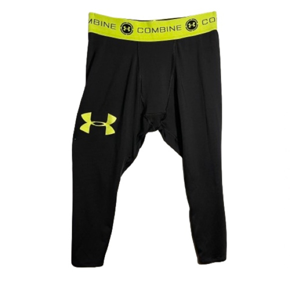 Under Armour Combine 3/4 Men Large Quick Dry Compression Legging Black Neon